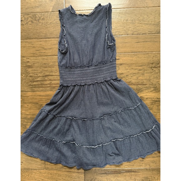 Max Studio Blue Striped Sleeveless Dress Boho Coastal Grandma Size M - Picture 3 of 4